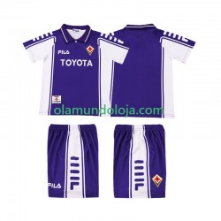 Camisola ACF Fiorentina 2000 Retro Criança Equipamento Primeiro 1999 Manga Curta
